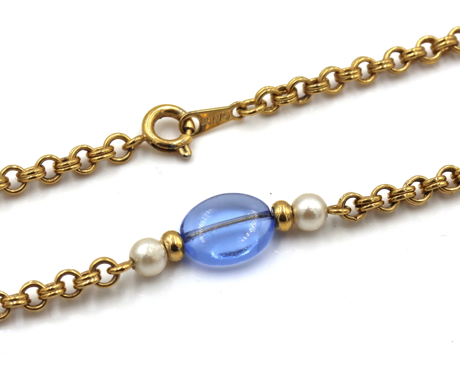 Vintage Avon gold plated pearl and glass necklace