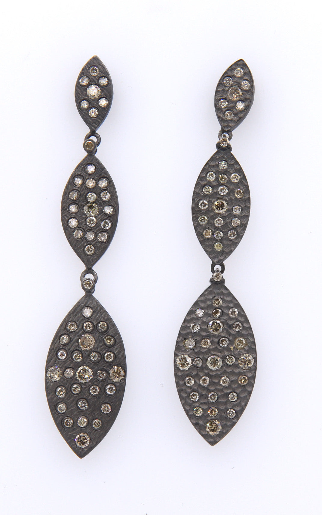 Gorgeous Oxidized Sterling Silver Earrings with Diamonds