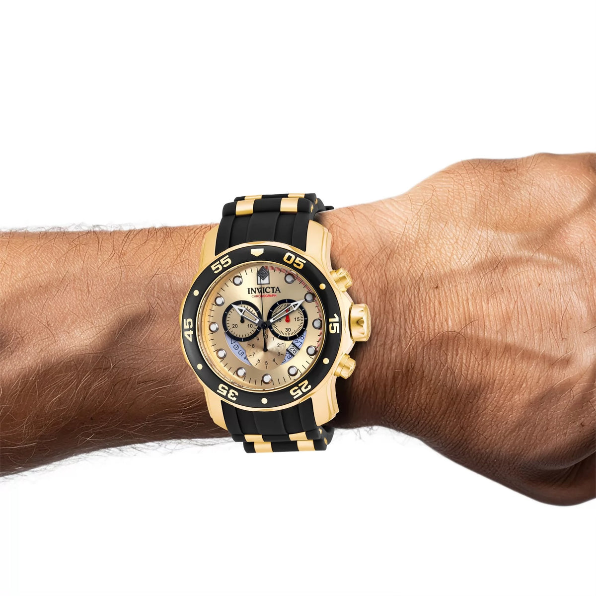 Invicta Women's Pro Diver Quartz 3 Hand Gold Dial Watch