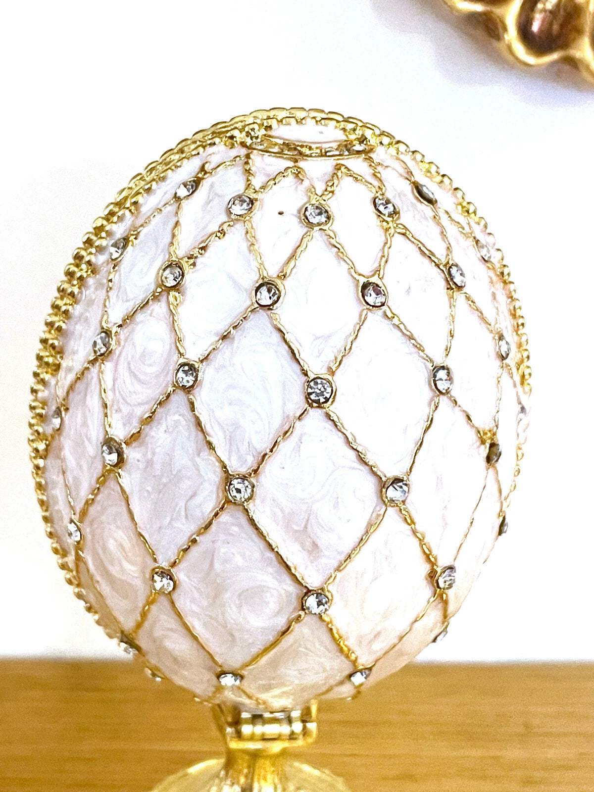 Beige Fabergé-Style Imperial Trinket Egg