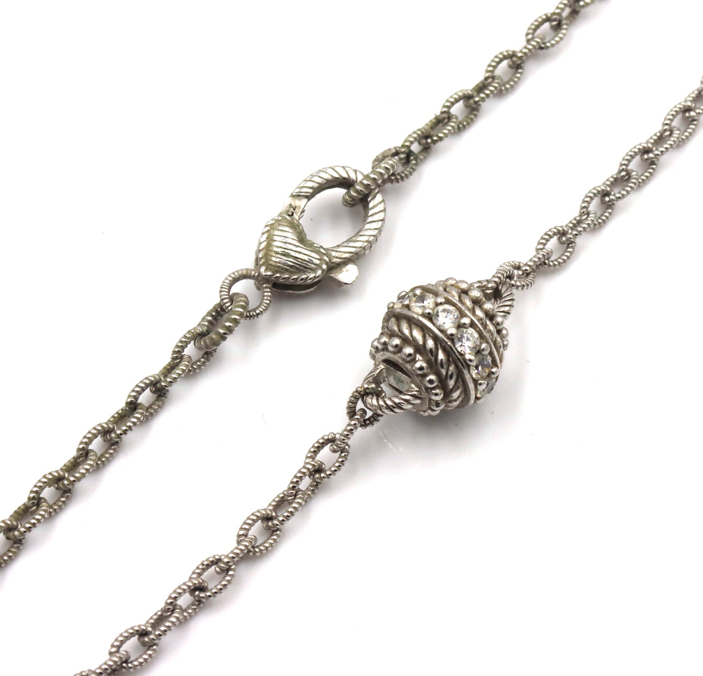Judith Ripka Pink, Blue and White Pearls and Cubic Zirconia Station necklace