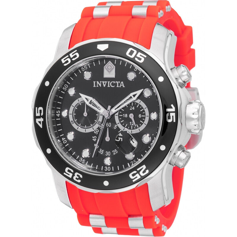 Invicta Pro Diver Chronograph GMT Men’s Sport Watch with Black Dial and Red Accent Strap