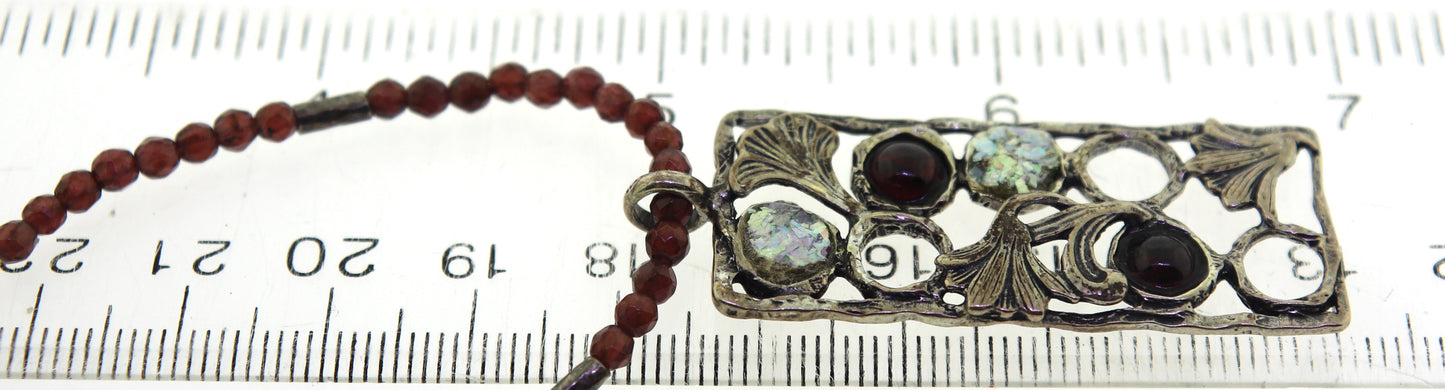 925 Sterling Silver Pendant on Beaded Gemstone