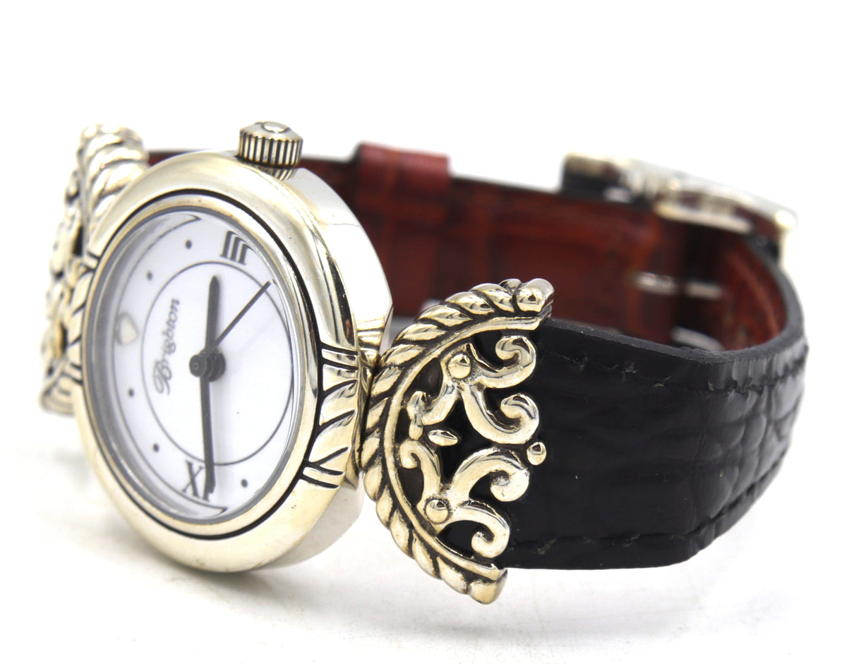 Brighton quartz white dial on leather strap watch