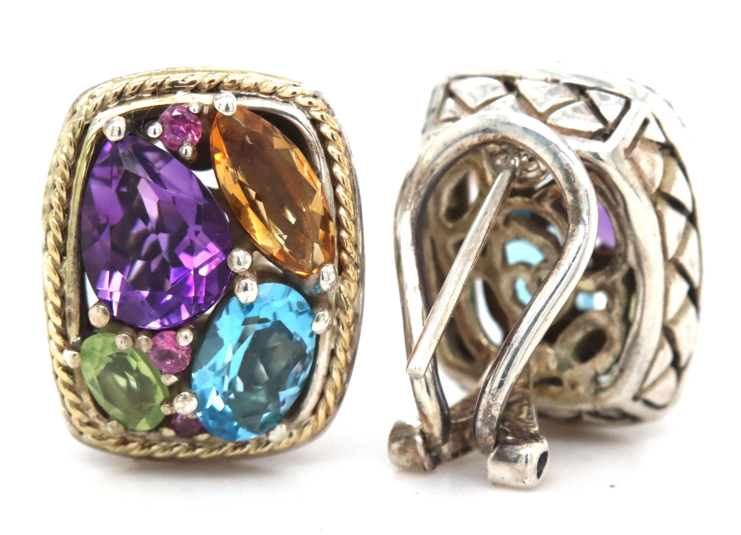 Effy multi color gemstone earrings in sterling silver