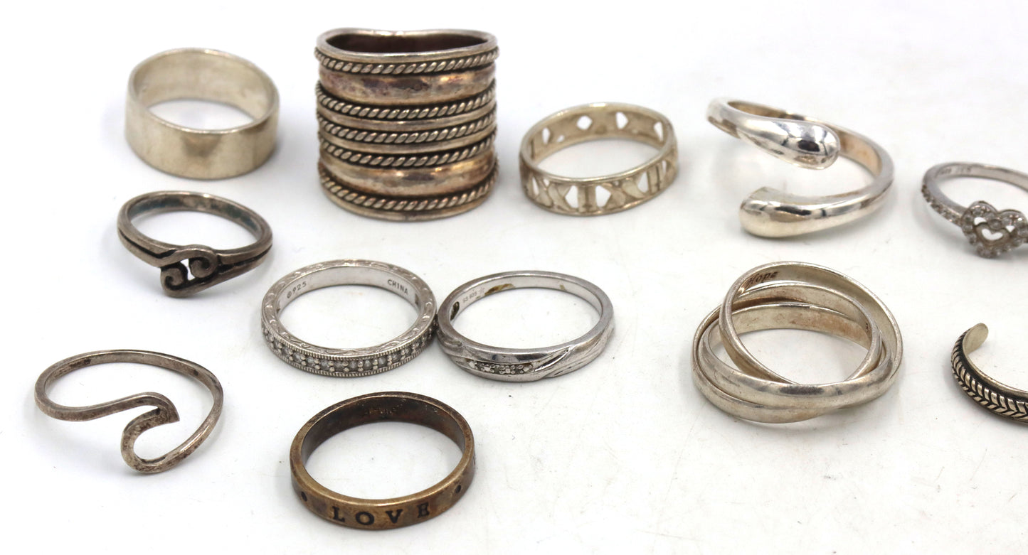 Group lot of Vintage 925 sterling silver rings