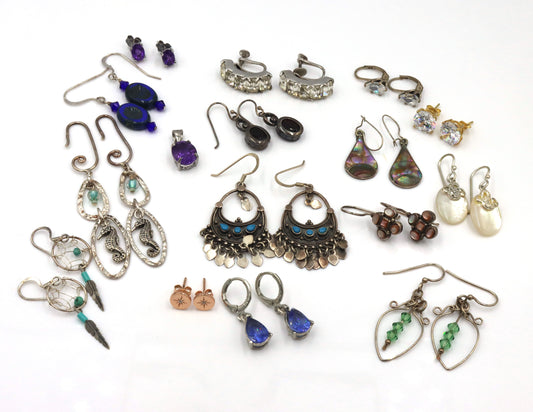 Group lot of Vintage 925 sterling silver earrings