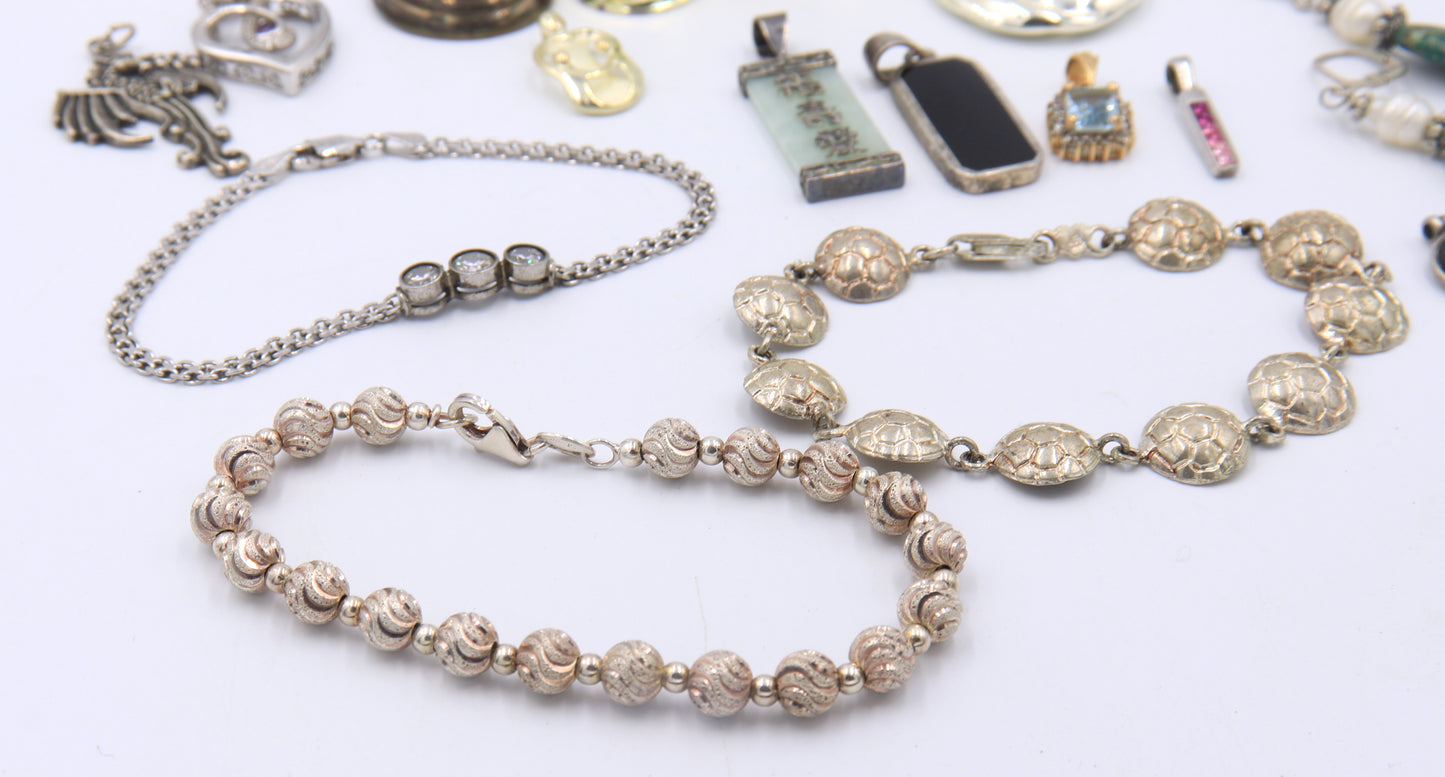 Group Lot of Vintage 925 Sterling Silver Miscellaneous Jewelry