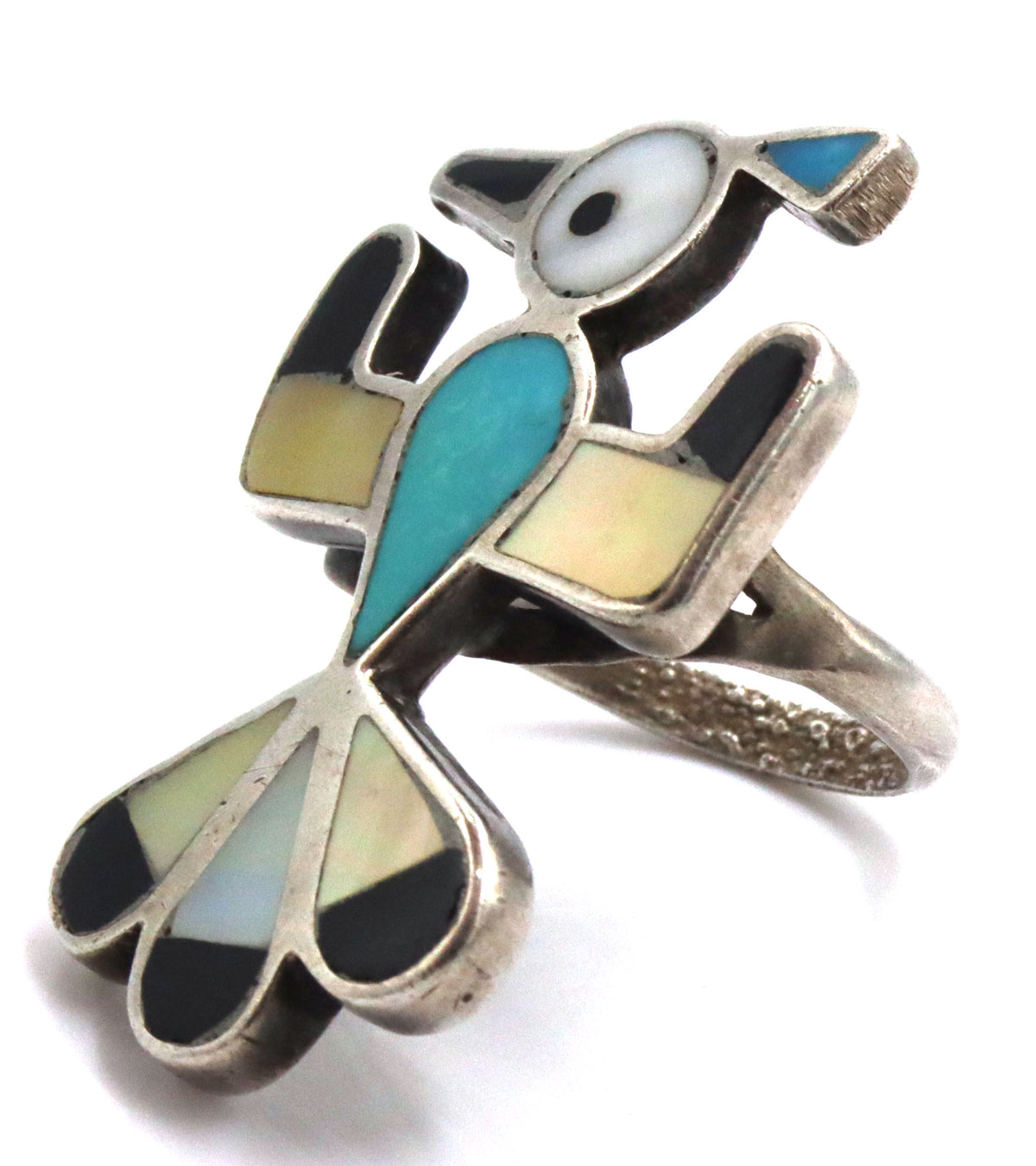 925 Sterling Silver  Vintage Zuni Inlay Thunderbird Ring