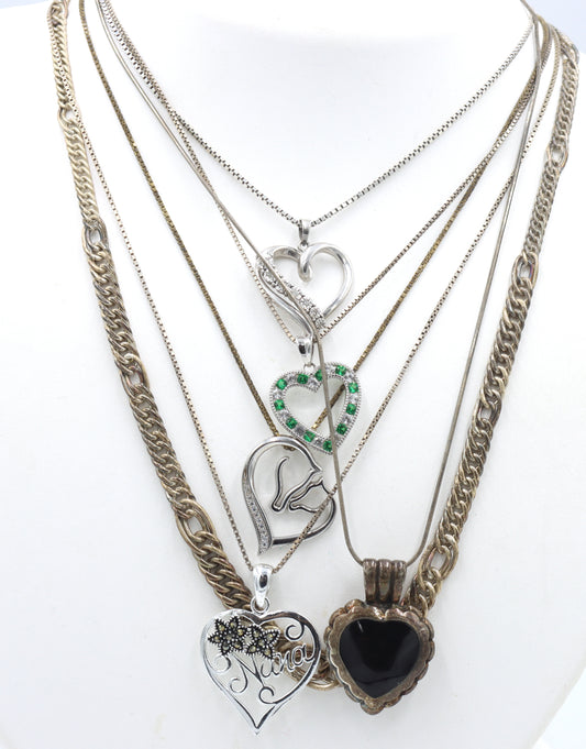 Group lot of 6 Vintage 925 sterling silver necklaces