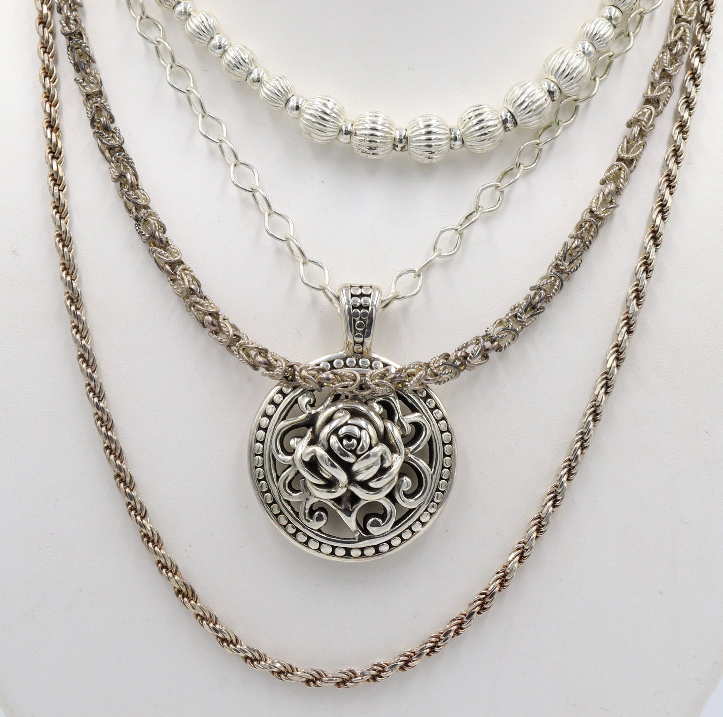 Group lot of 4 Vintage 925 sterling silver necklaces