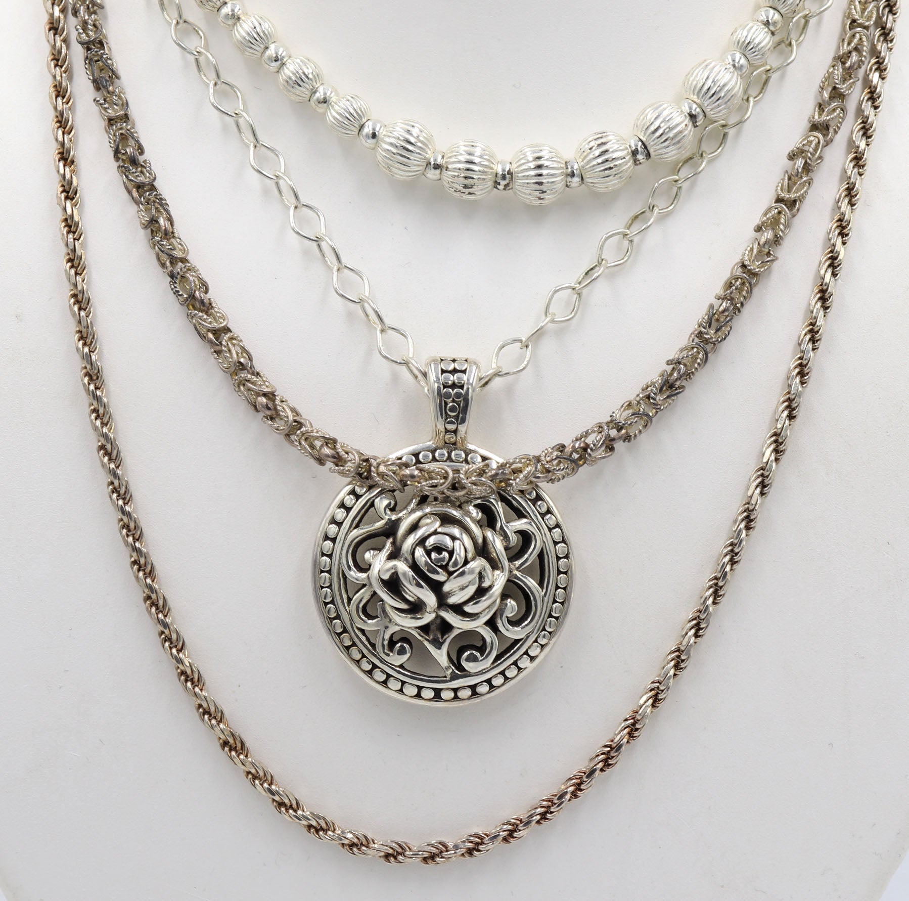 Group lot of 4 Vintage 925 sterling silver necklaces