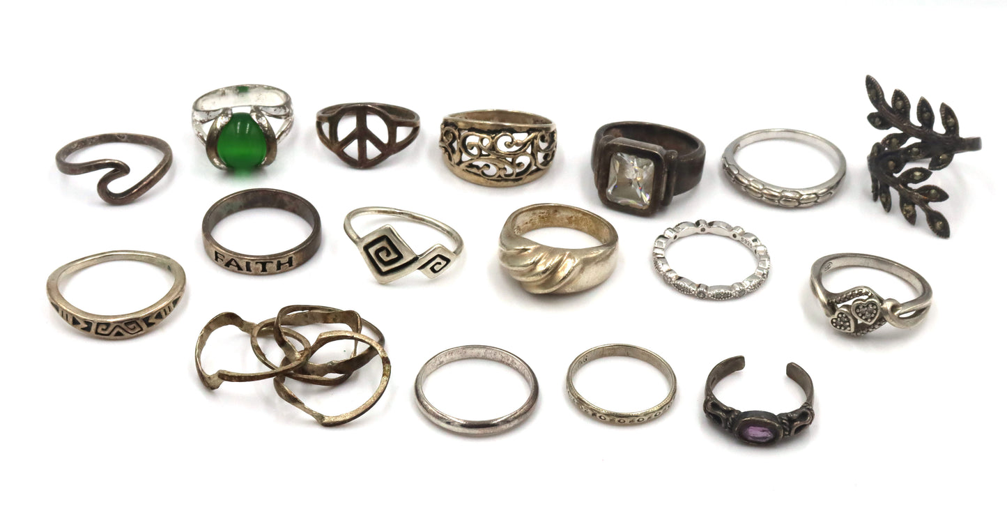 Group lot of Vintage 925 sterling silver rings