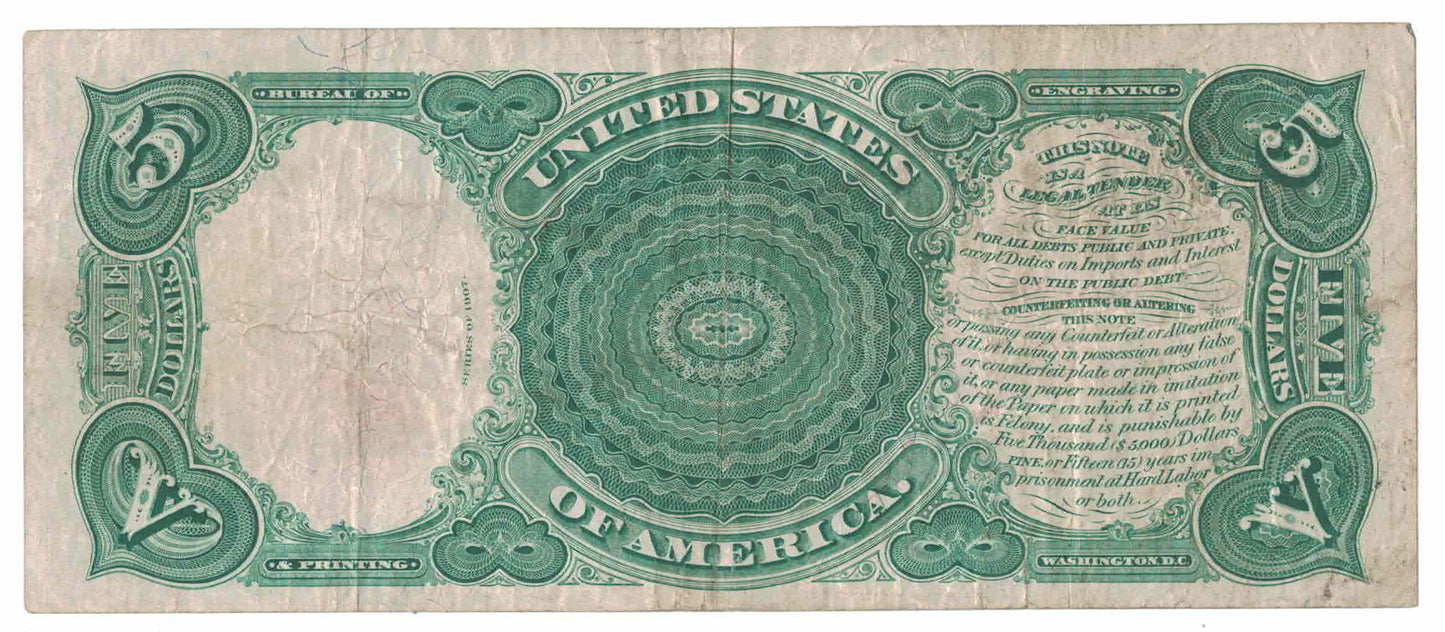 1907 Large Size $5 Series of Woodchopper US Note