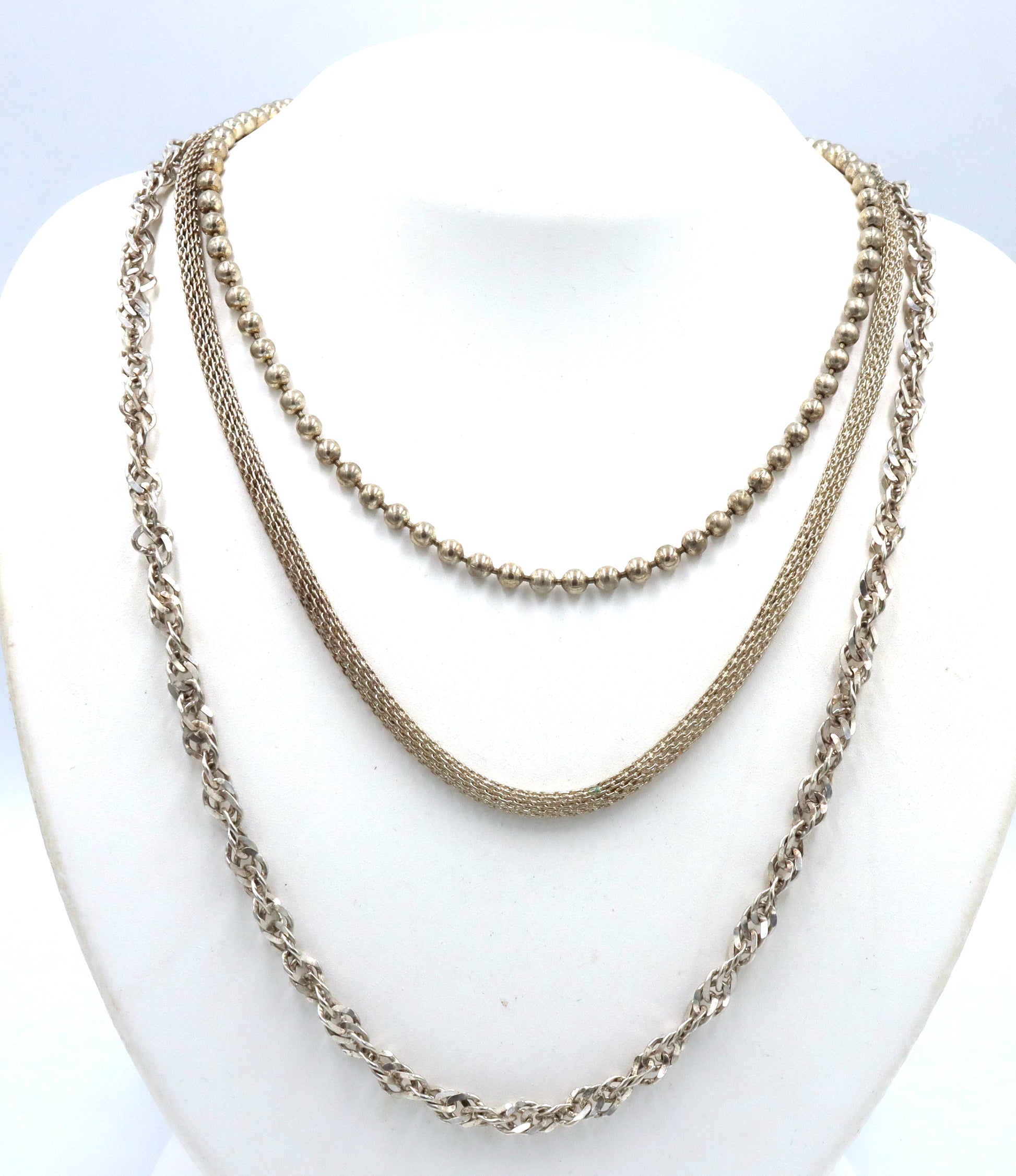 Group lot of 3 Vintage 925 sterling silver necklaces