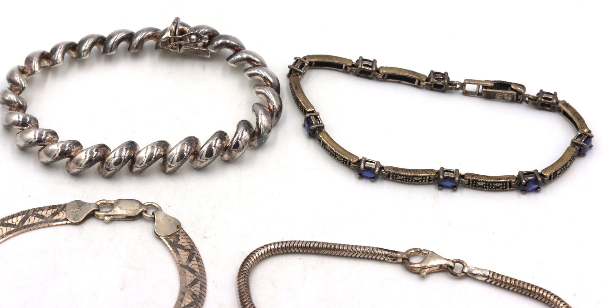 Group lot of 6 vintage 925 sterling silver bracelets