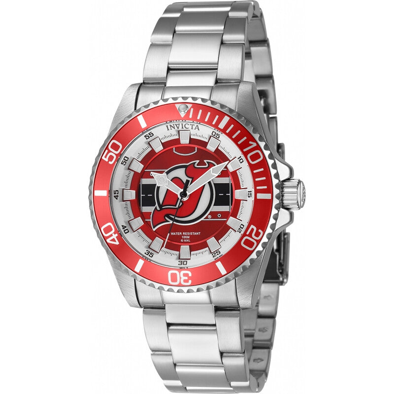 Invicta NHL Women's Red Dial Stainless Steel Quartz Watch