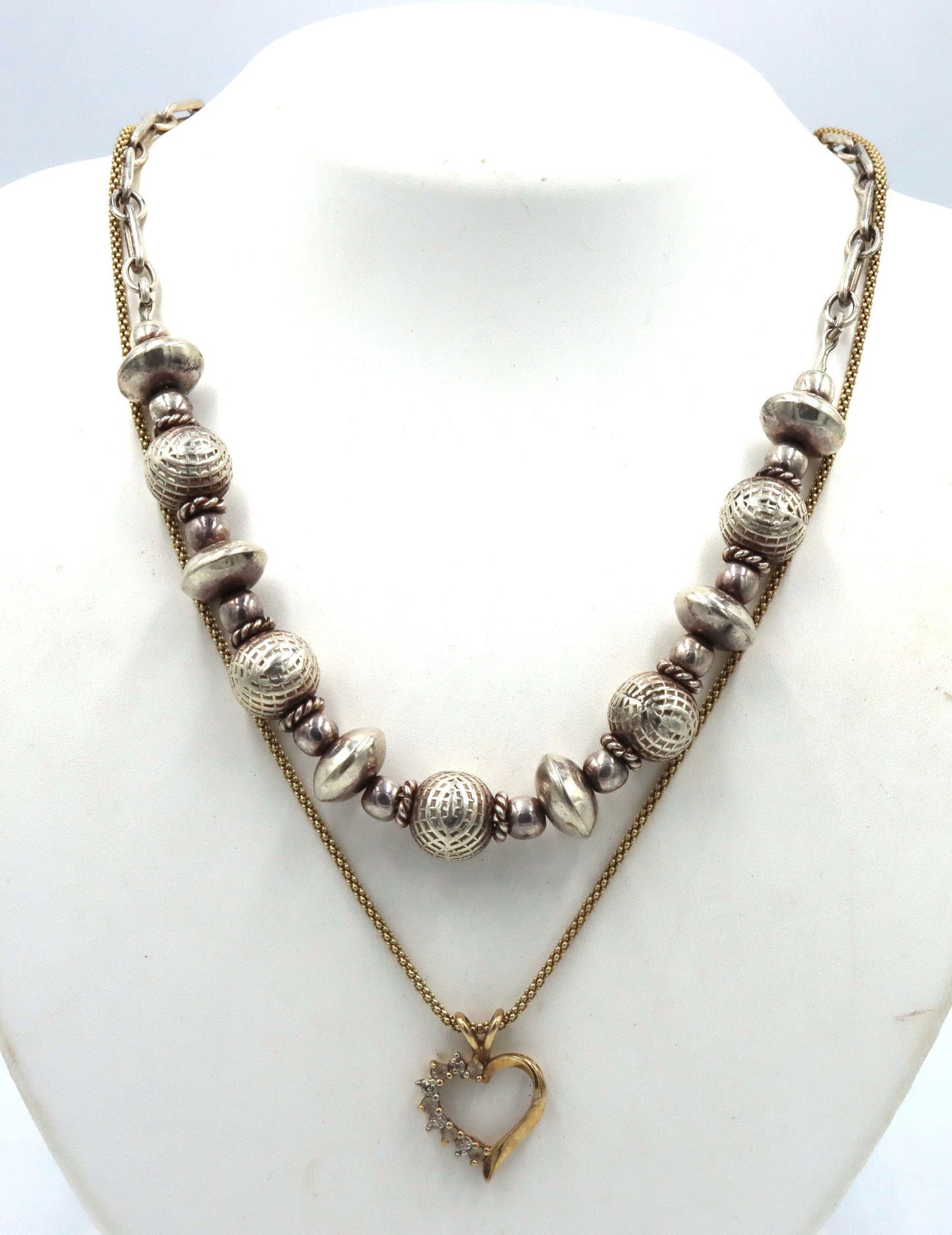Lot of 2 vintage 925 sterling silver necklaces