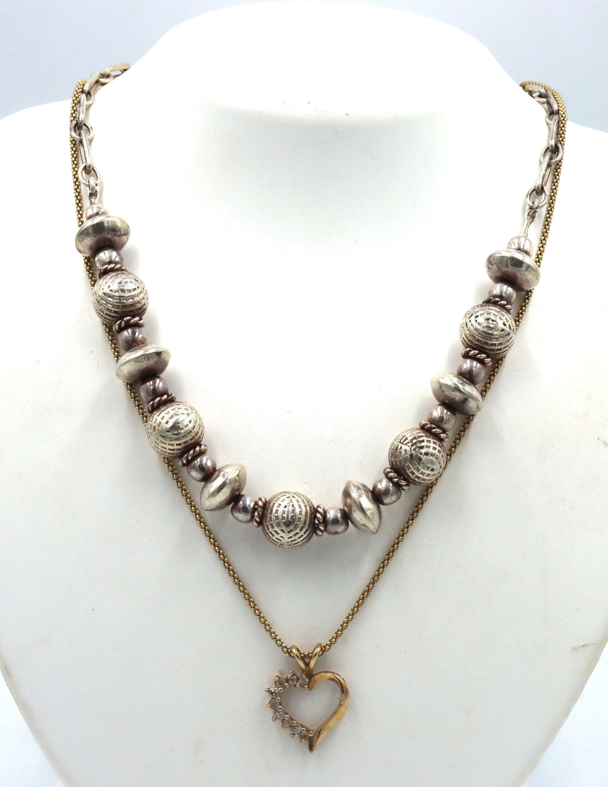 Lot of 2 vintage 925 sterling silver necklaces