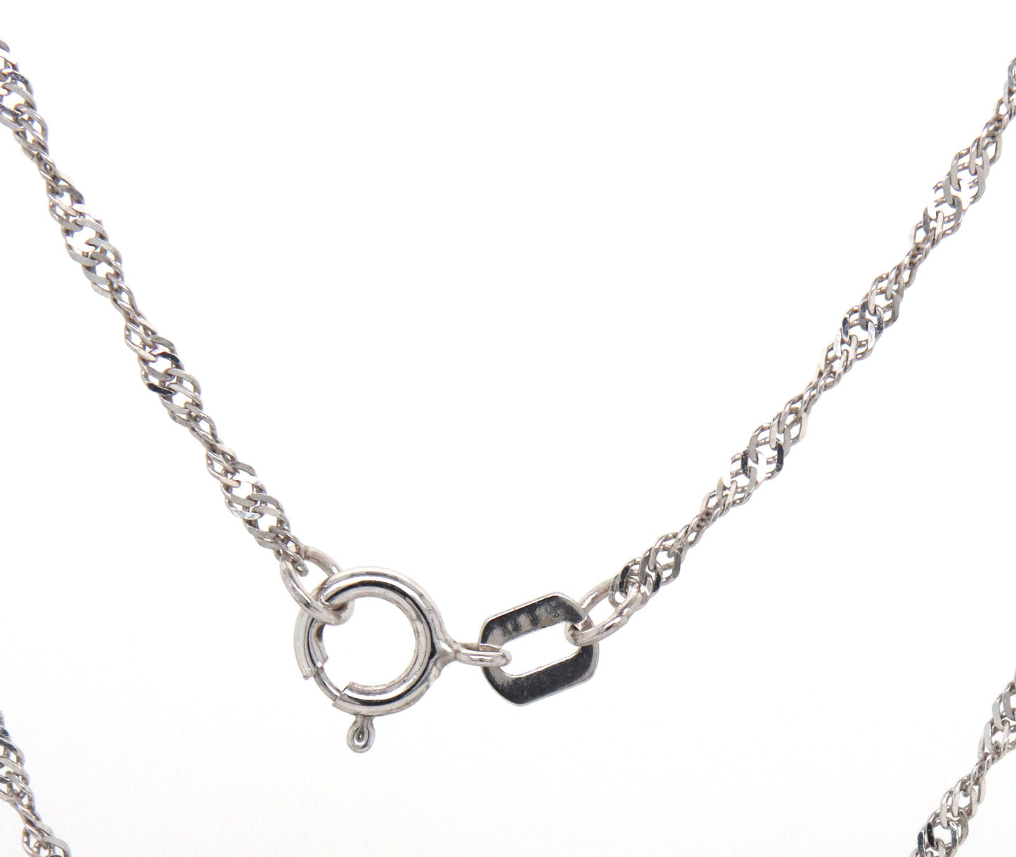 10kt White gold blue sapphire pendant on rope chain necklace