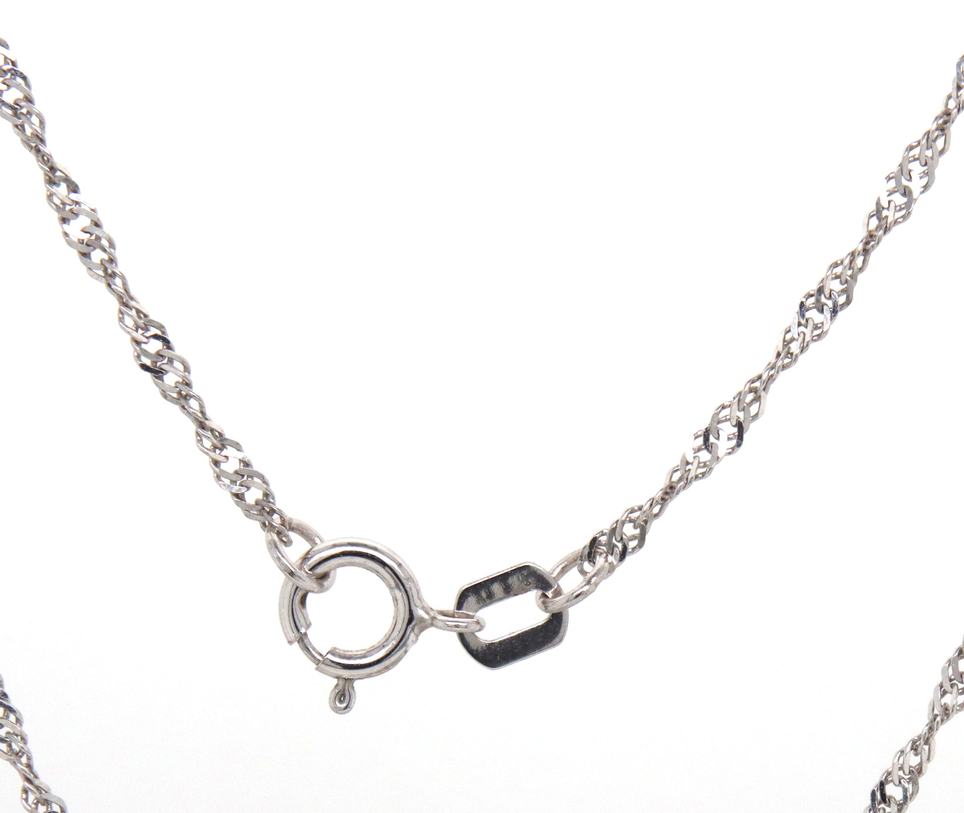 10kt White gold blue sapphire pendant on rope chain necklace