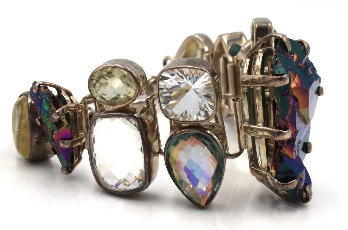 Vintage 925 sterling silver multi color crystal bracelet