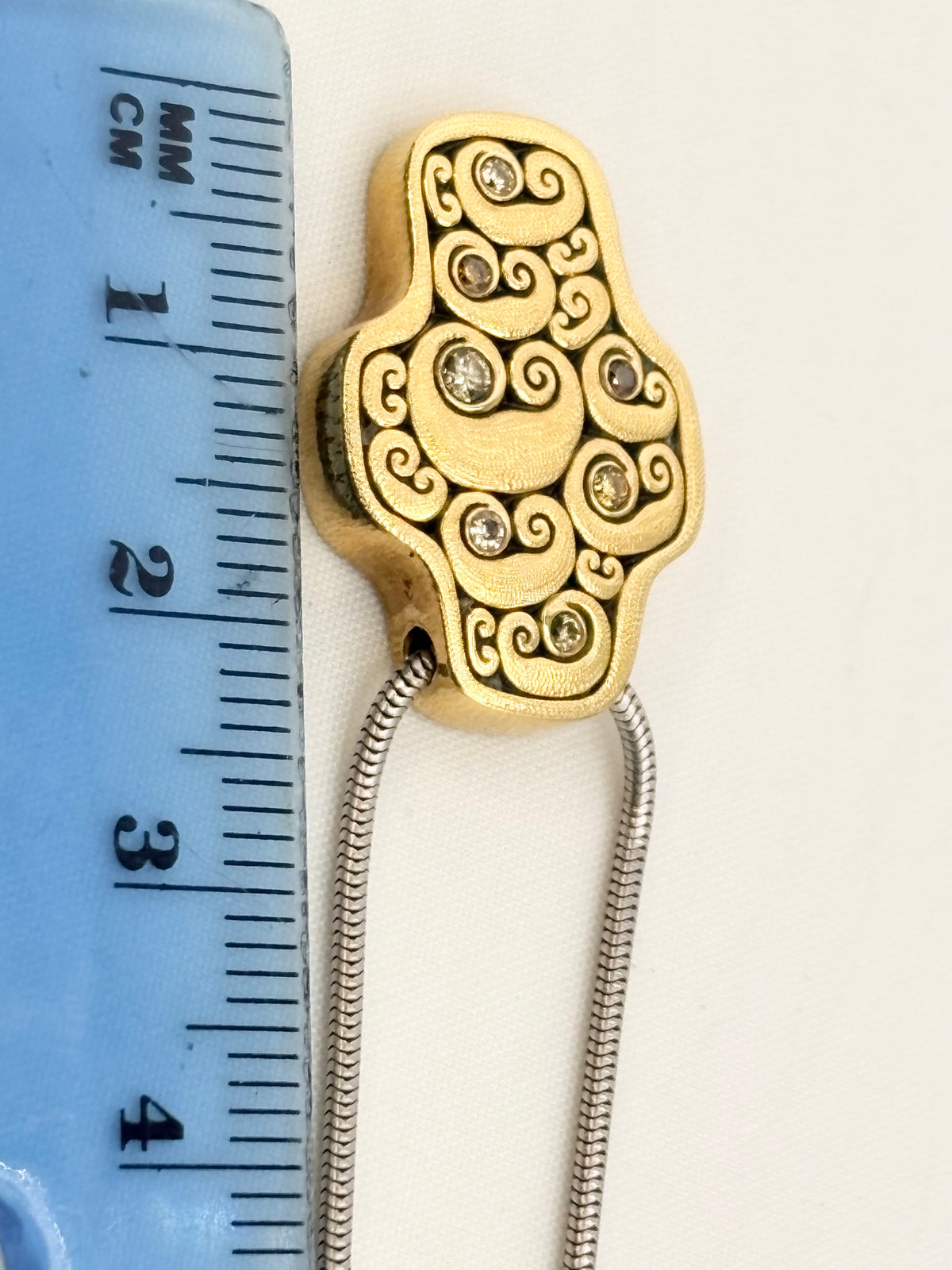 18KT Yellow Gold And Natural Color Diamond Alex Sepkus Little Lambs Cross Pendant With Solid Platinu