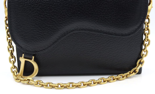 Italian black leather small wallet belt bag