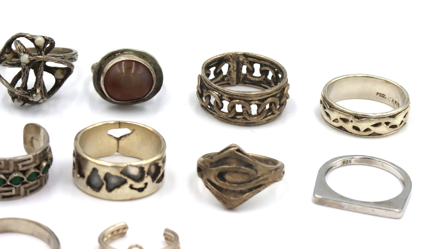 Group lot of Vintage 925 sterling silver rings