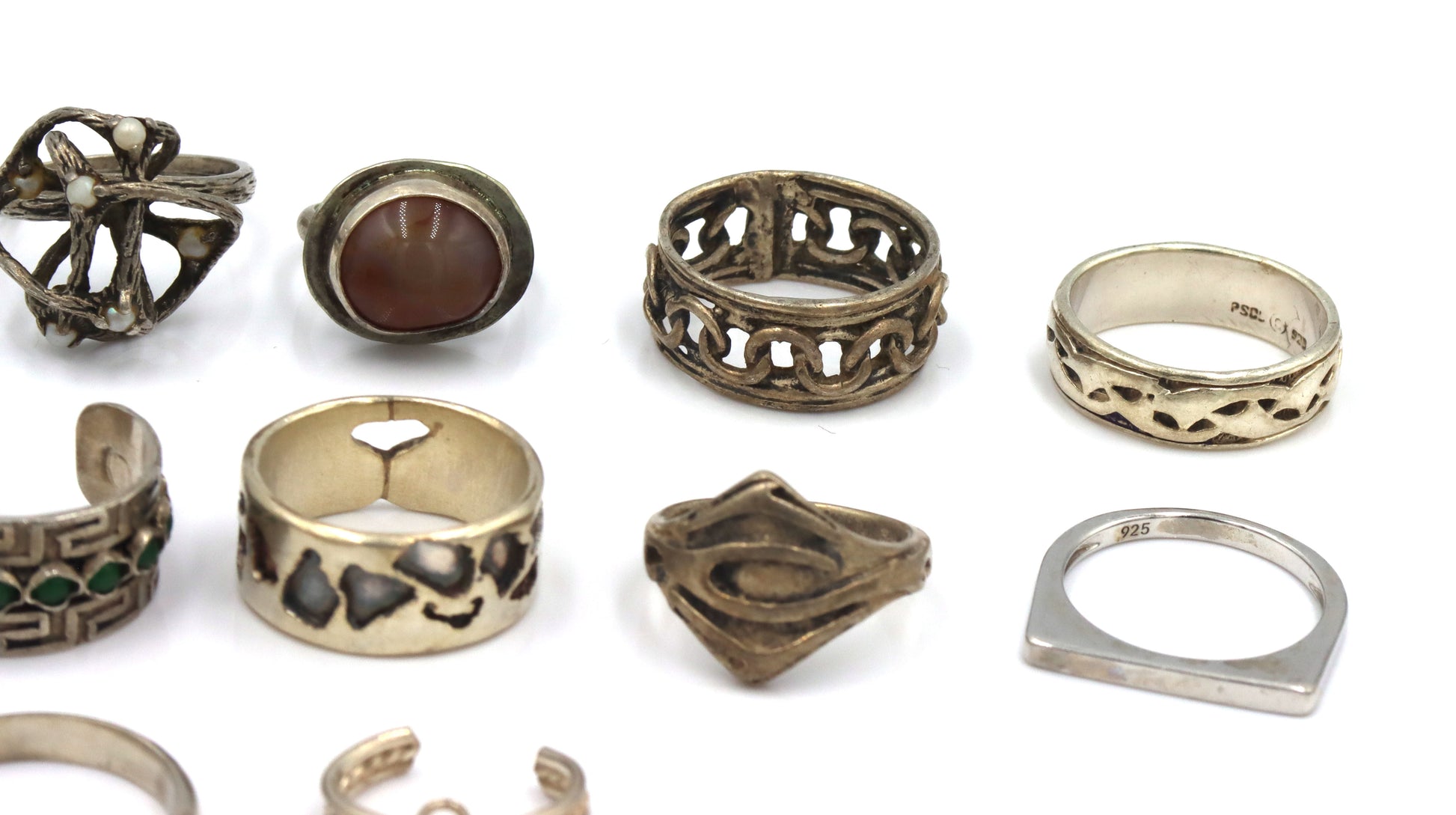 Group lot of Vintage 925 sterling silver rings