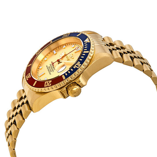 Invicta Pro Diver Automatic Gold Dial Stainless Steel Men’s Watch – Pepsi Bezel