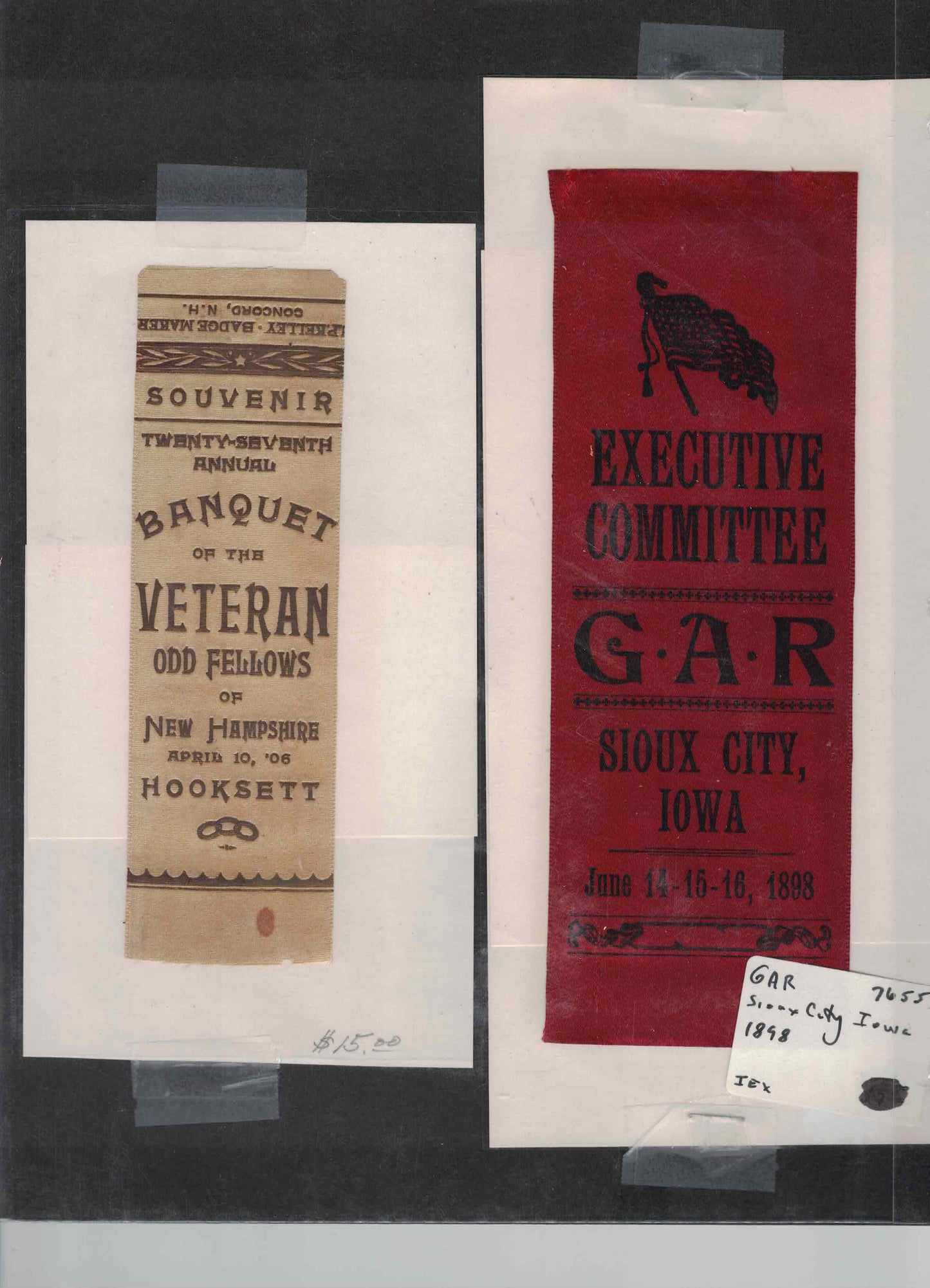Antique Fraternal & Veteran Event Ribbons Collection (1880s–1890s)