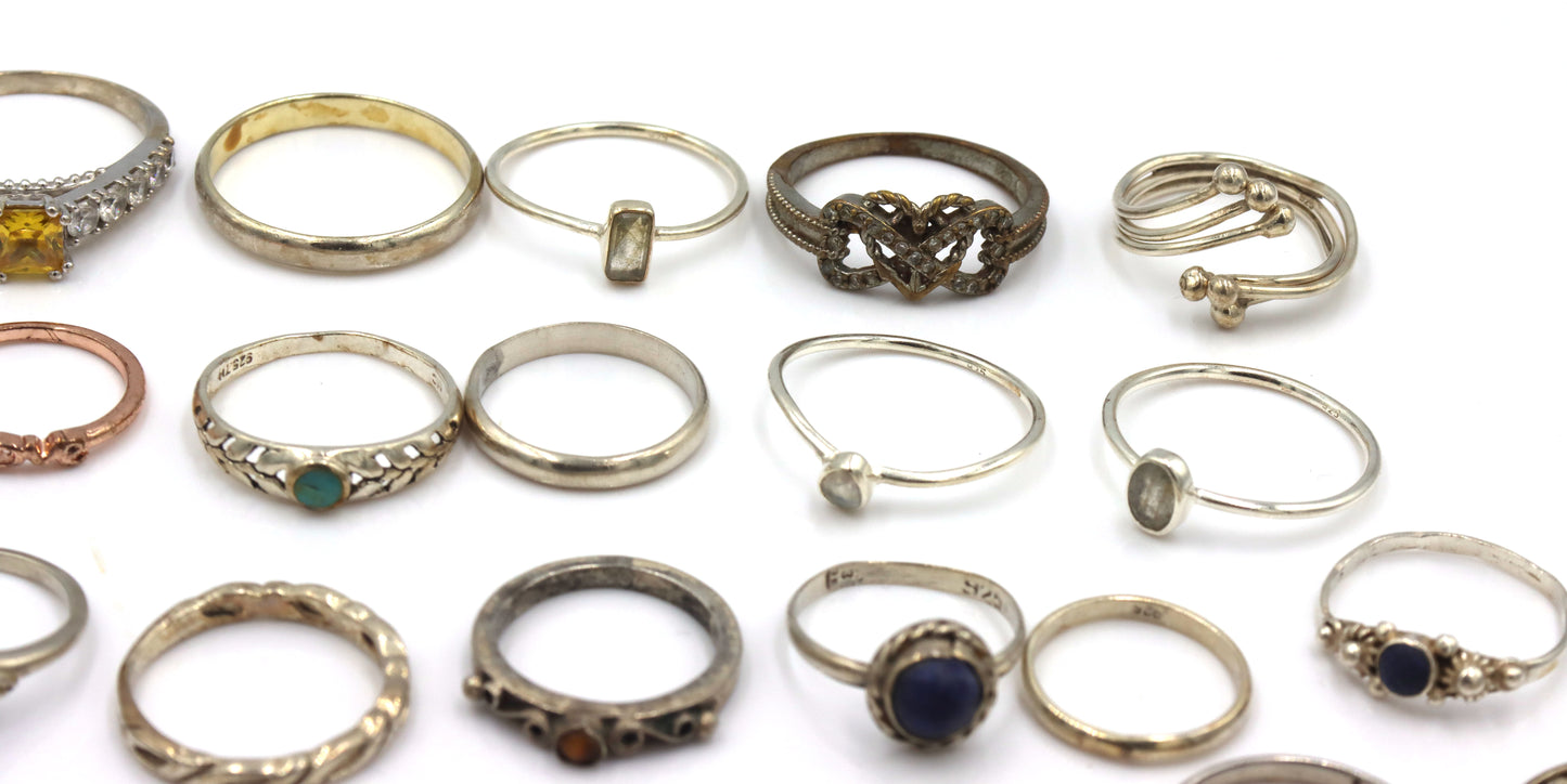 Group lot of Vintage 925 sterling silver rings