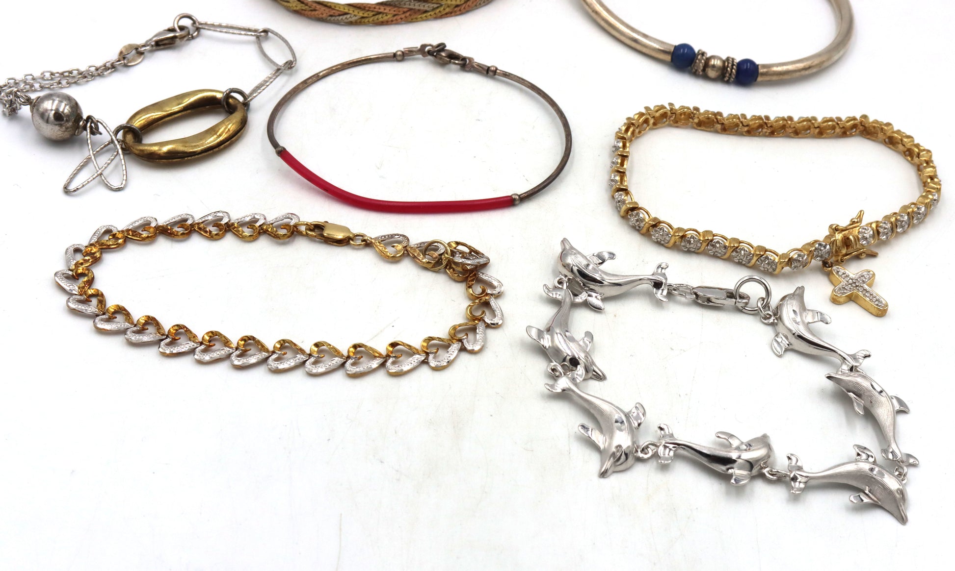 Group lot of 9 vintage 925 sterling silver bracelets