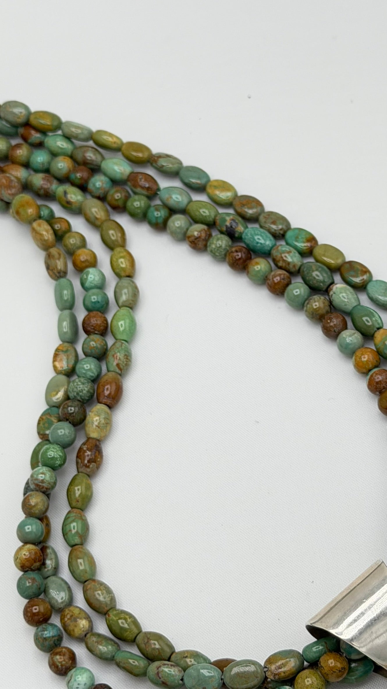 925 Sterling Silver Jay King DTR Unique Color Turquoise Beads and Large Enhancer Necklace