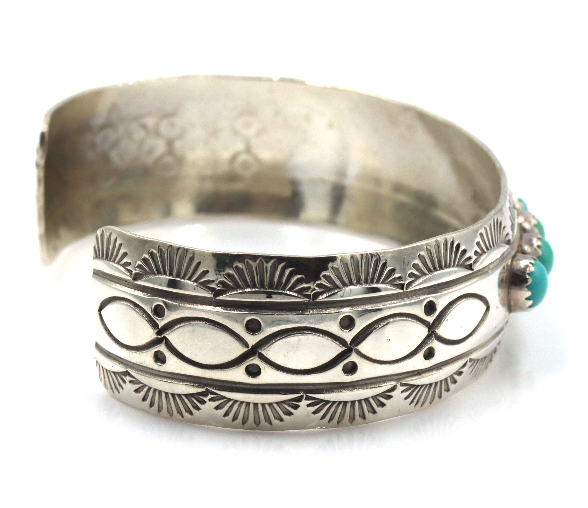 Vintage 925 sterling silver signed turquoise cuff bangle