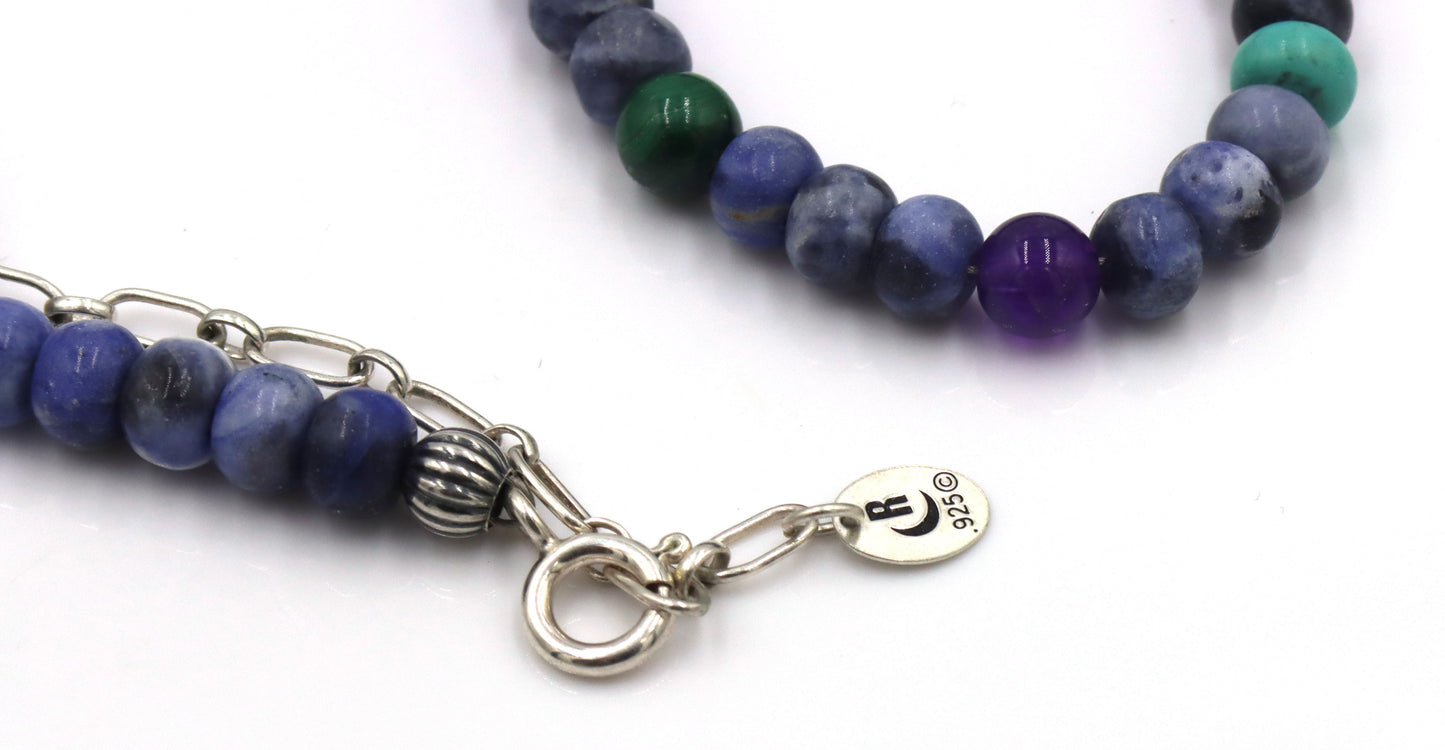 Turquoise and lapis beaded necklace