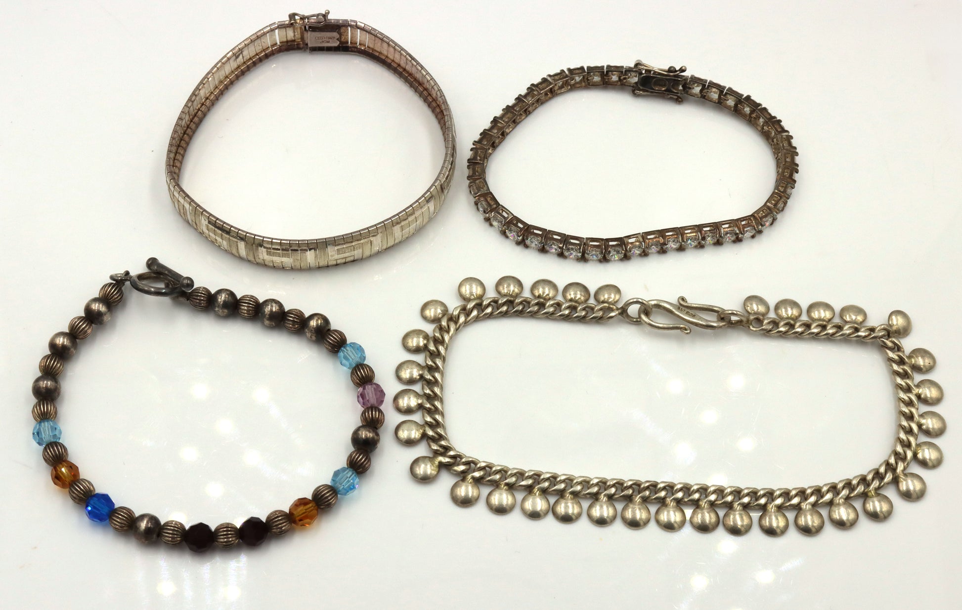 Group lot of 4 Vintage 925 sterling silver bracelets