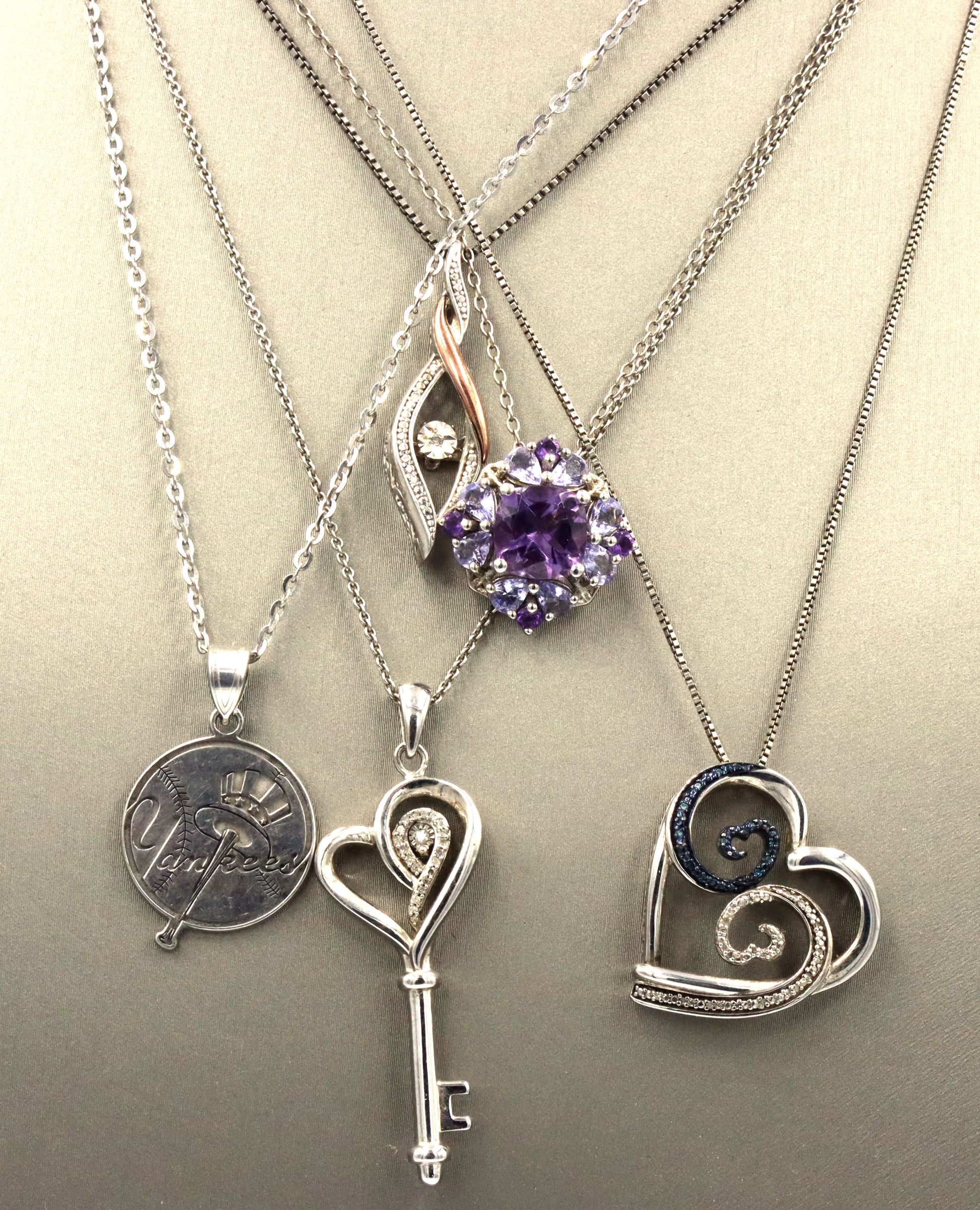 Group lot of 5 Vintage 925 sterling silver necklaces