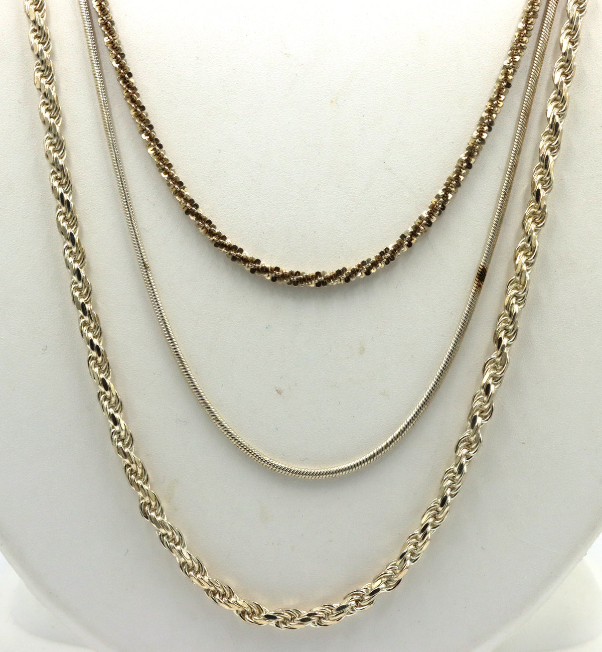 Group lot of 3 vintage 925 sterling silver chains