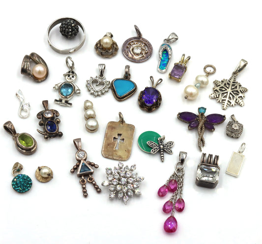 Vintage 925 sterling silver group lot of pendants