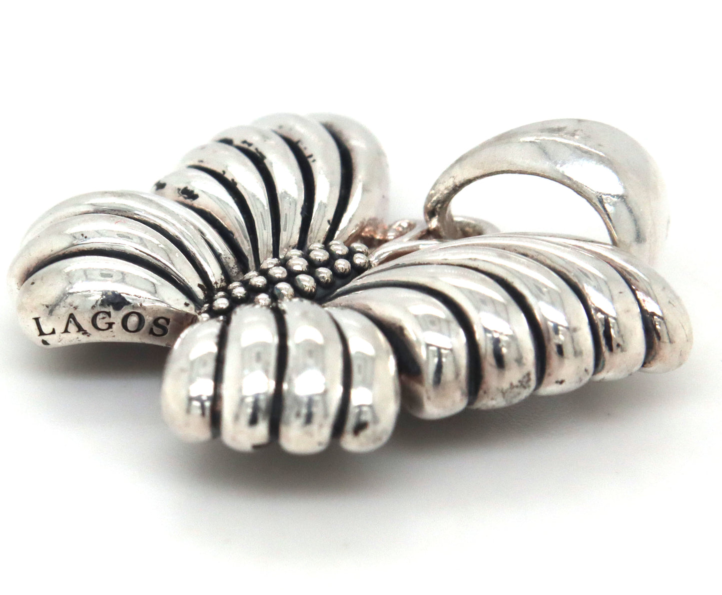 925 Sterling silver Lagos Caviar butterfly pendant