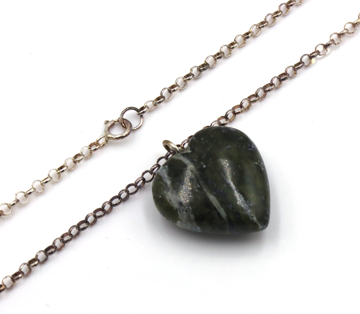 925 Sterling silver heart shaped gemstone pendant on chain