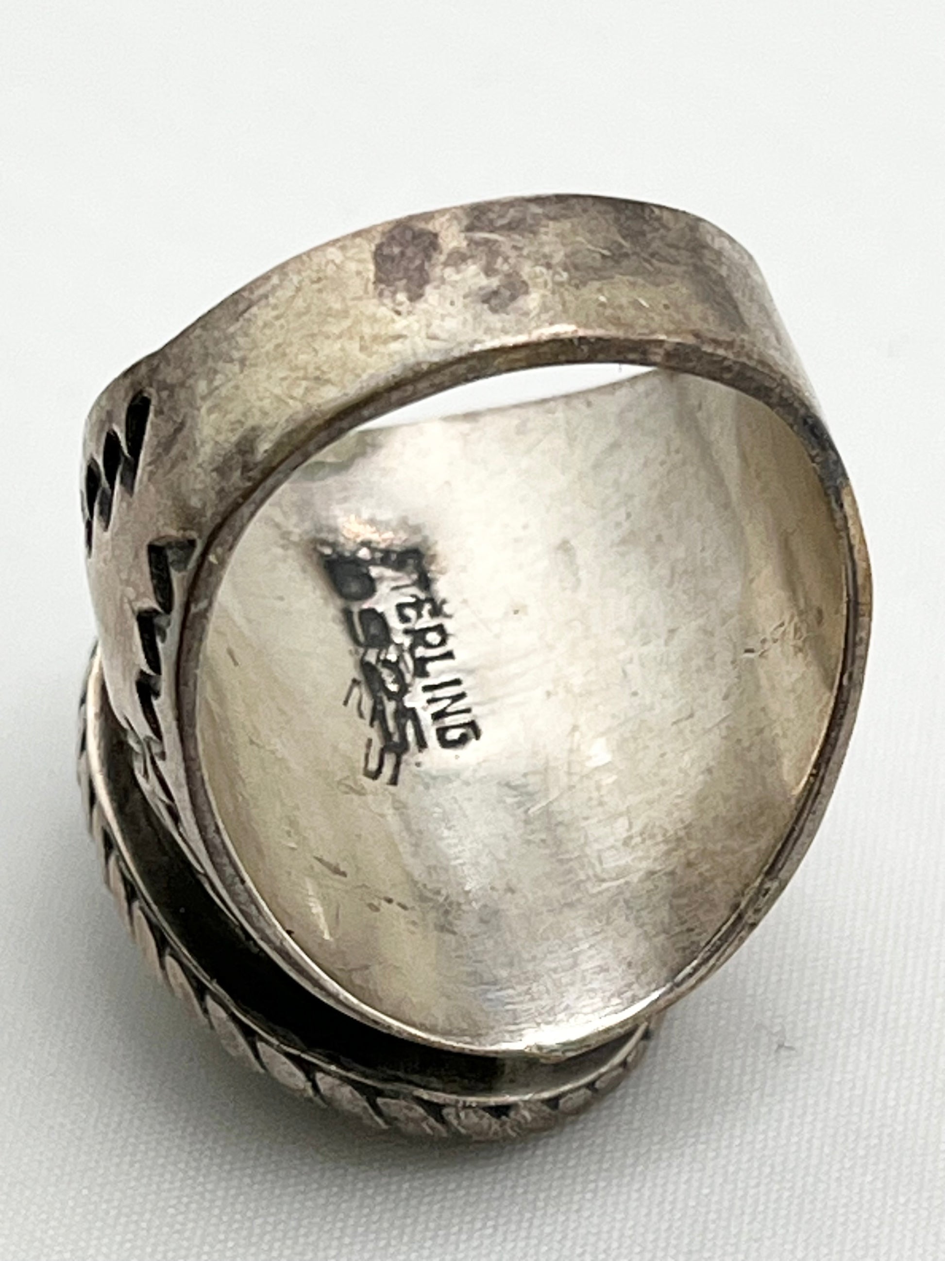 925 Sterling Vintage Natural Turquoise Silver Vintage Native American Featuring Crossed Arrows Stamp