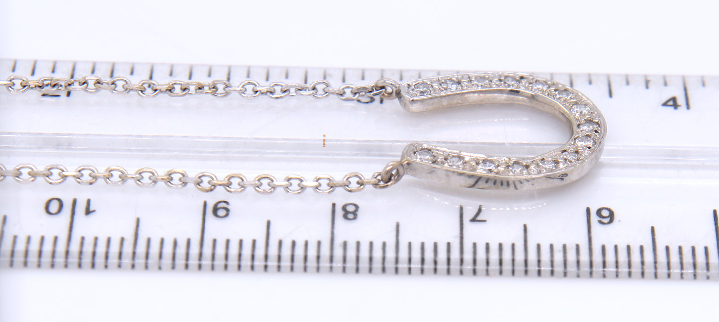 Amazing White Gold Diamond Horseshoe Necklace