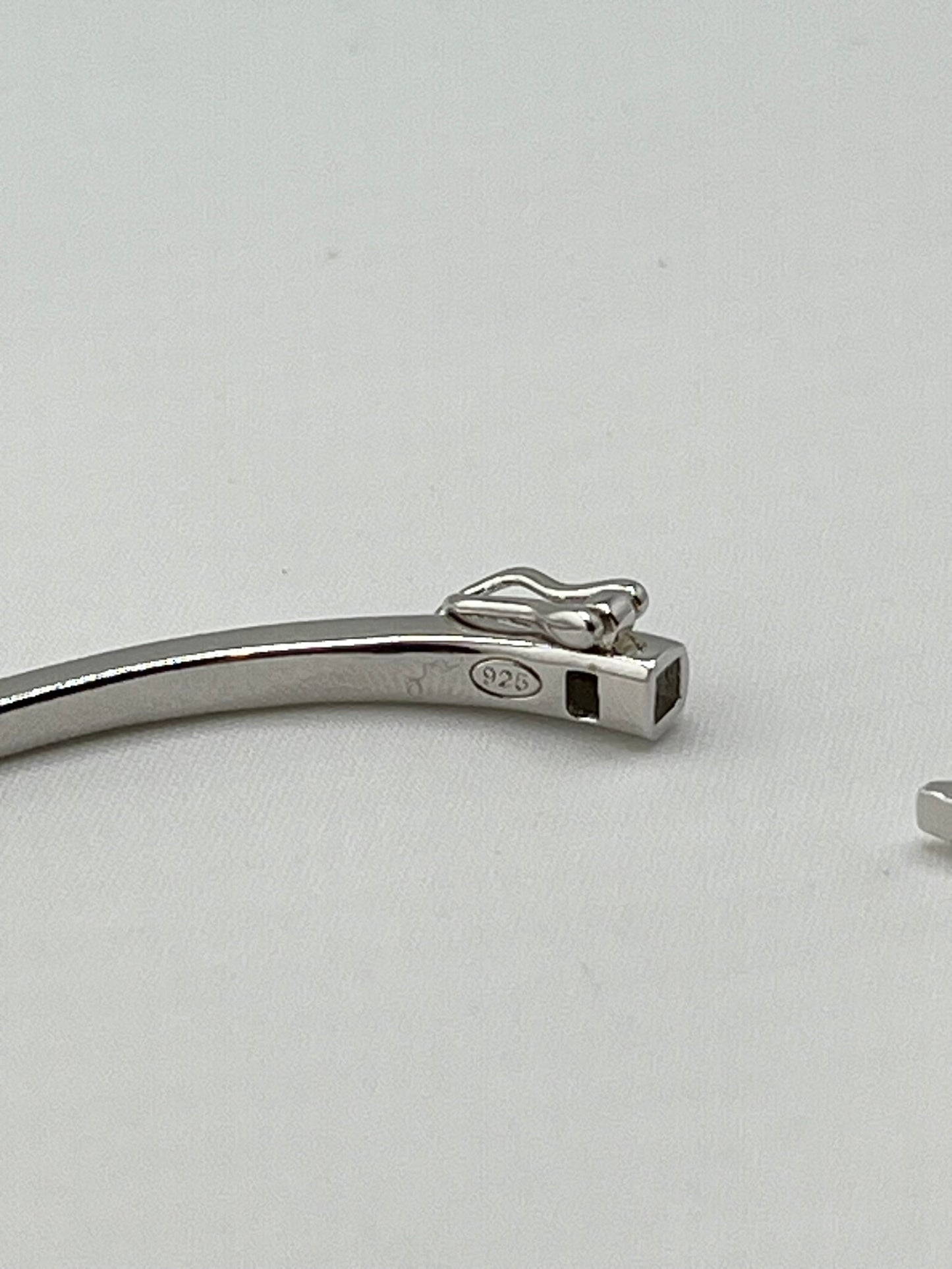 925 Sterling Silver Cubic Zirconia And Blue Stone By The Yard Bangle