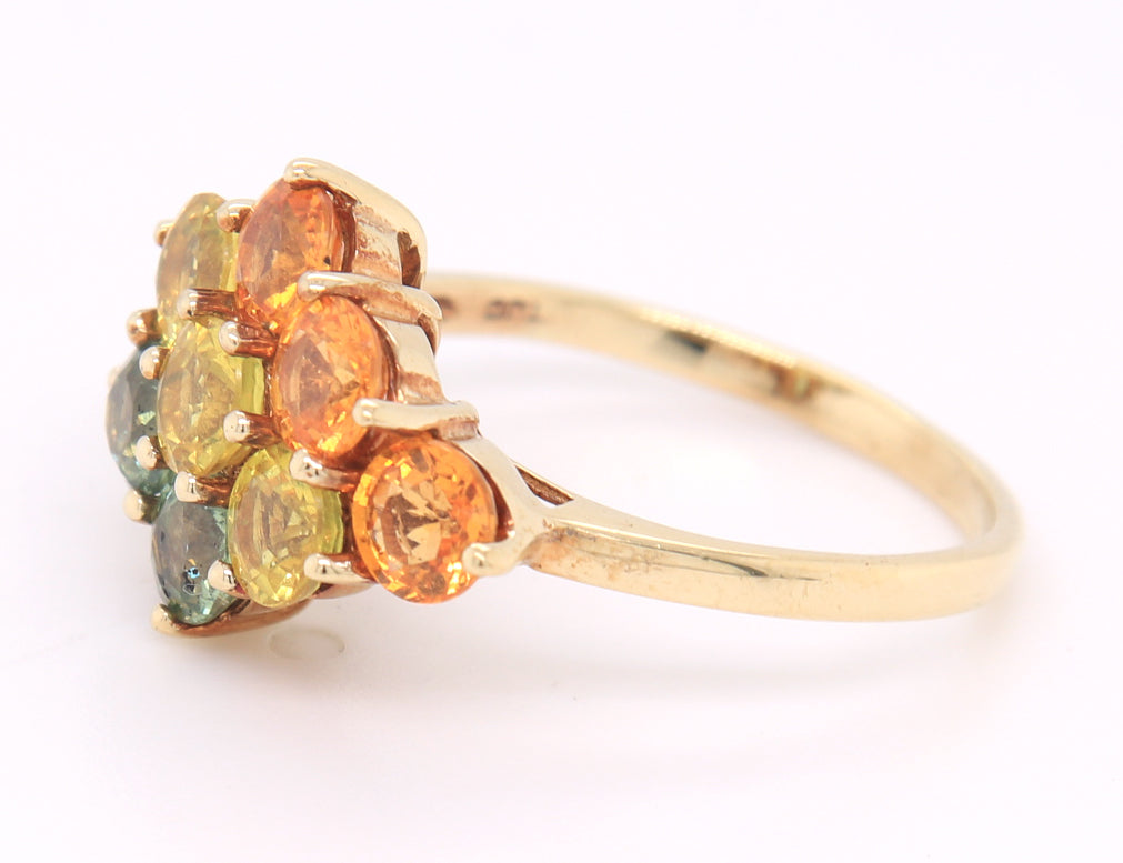 Charming Yellow Gold Multi Color Topaz Ring