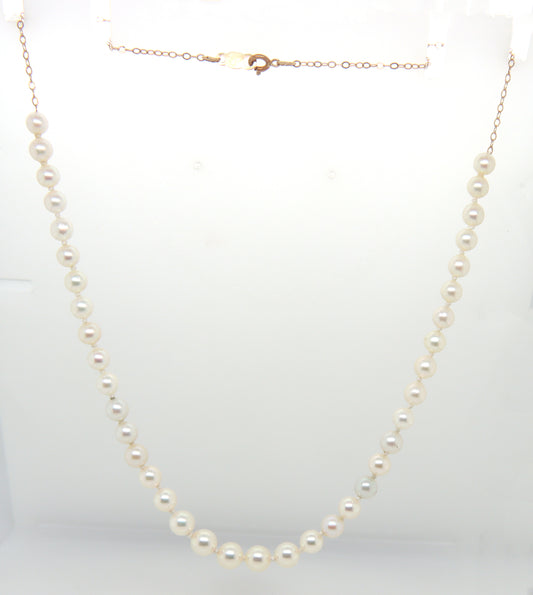 14kt Yellow gold white fresh water pearl necklace