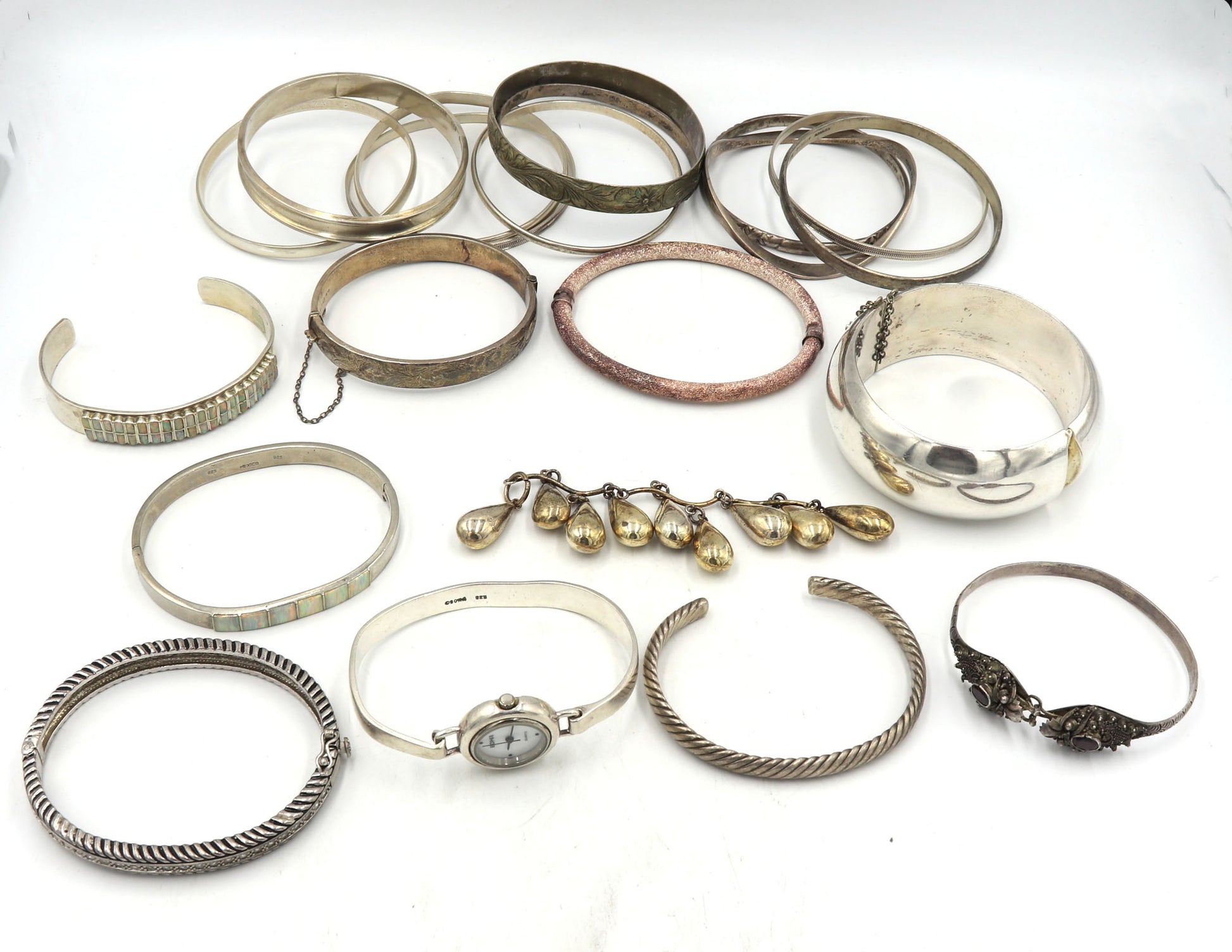 Big group lot of Vintage  925 sterling silver bangles