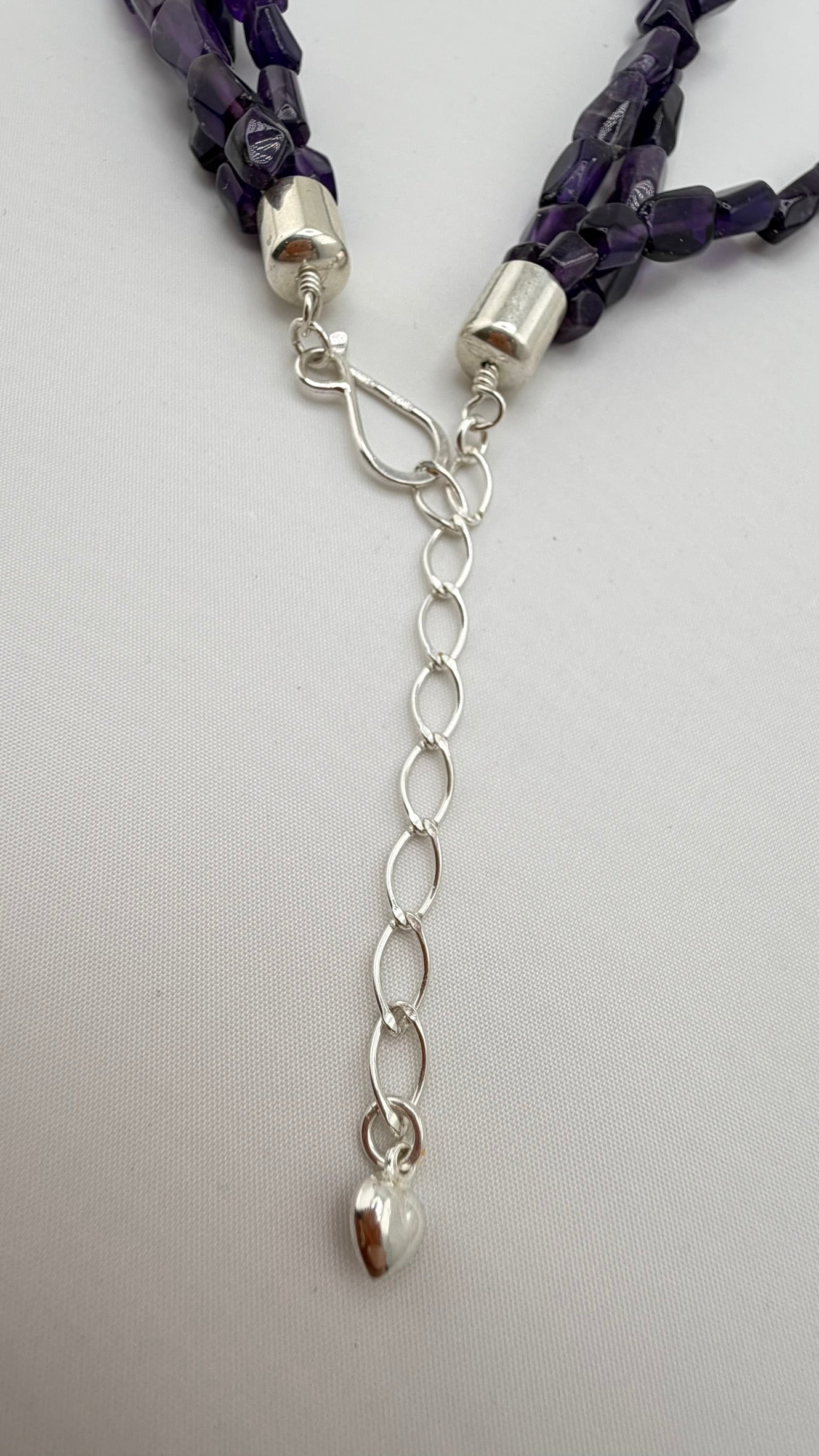 925 Sterling Silver Jay King DTR Three Strand Amethyst Beads Necklace